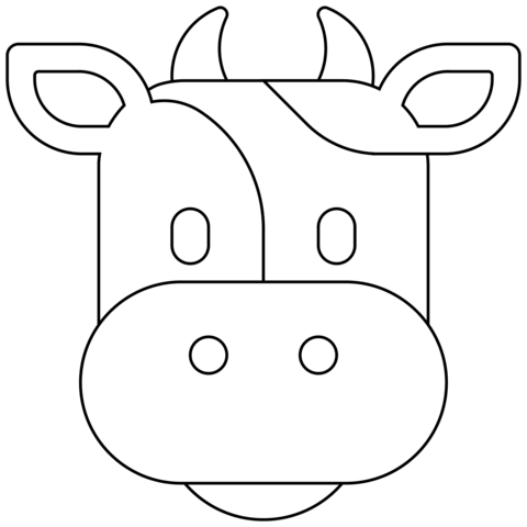 Cow Face Emoji Coloring Page